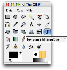 Das Werkzeug Text im Werkzeugfenster